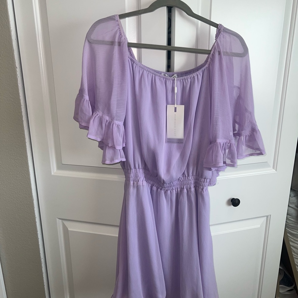 Lavender Ruffle Sleeve Dress